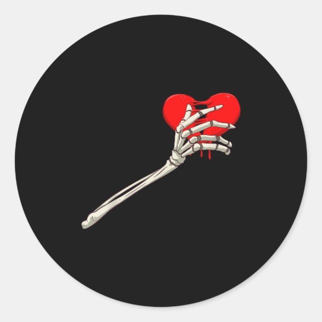 Skeleton Broken Heart Bones Divorce Breakup Heartb Classic Round Sticker (Front)