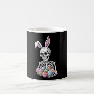 Skeleton Bunny Holding Easter Eggs Funny Rabbit Coffee Mug