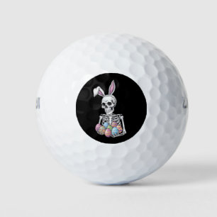 Skeleton Bunny Holding Easter Eggs Funny Rabbit Golf Balls
