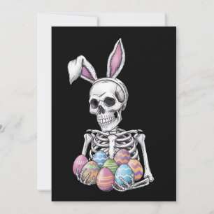 Skeleton Bunny Holding Easter Eggs Funny Rabbit Invitation