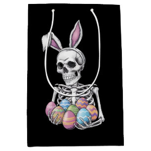 Skeleton Bunny Holding Easter Eggs Funny Rabbit Medium Gift Bag