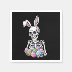 Skeleton Bunny Holding Easter Eggs Funny Rabbit Napkin