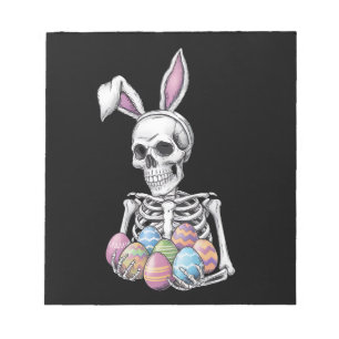 Skeleton Bunny Holding Easter Eggs Funny Rabbit Notepad