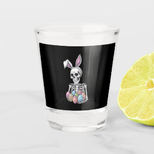 Skeleton Bunny Holding Easter Eggs Funny Rabbit Shot Glass