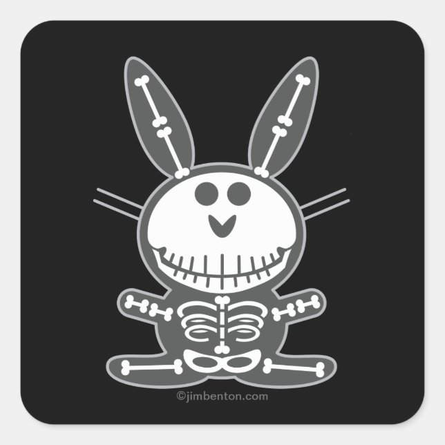 Skeleton Bunny Square Sticker (Front)