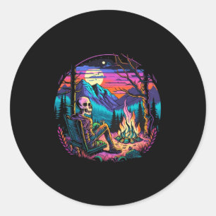 Skeleton Camping Halloween Costume Bones Camp Camp Classic Round Sticker