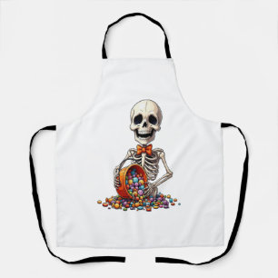 Skeleton Candy Bowl Halloween Apron