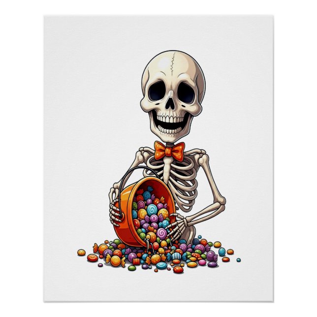 Skeleton Candy Bowl Halloween Poster (Front)