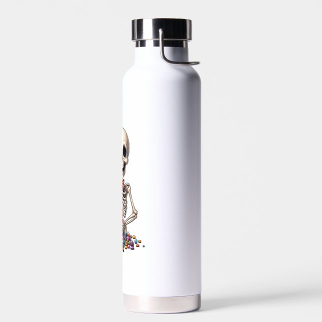 Skeleton Candy Bowl Halloween Water Bottle (Left)