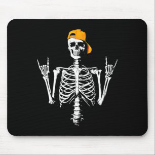 Skeleton Cap Skater Cool Halloween Punk Rock Men B Mouse Pad