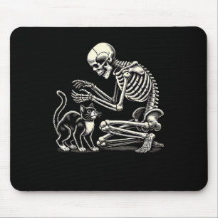 Skeleton Cat Art For Men Women Feline Costume Hall Mouse Pad