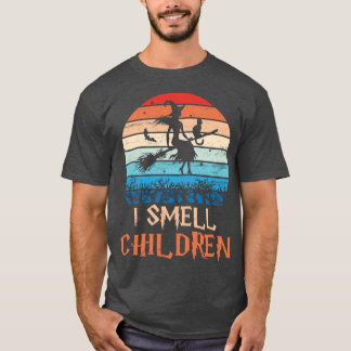 Skeleton Cat Bats Witch Happy Halloween Day I Smel T-Shirt