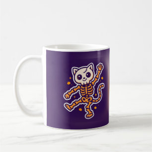 Skeleton Cat Dance Halloween Coffee Mug