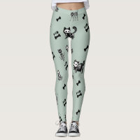 Skeleton Cat Fish Skeleton Bone Leggings