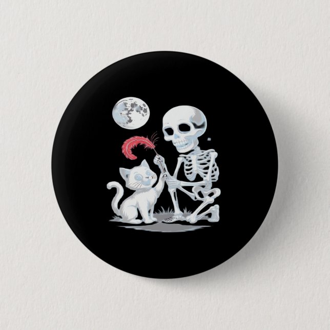 Skeleton Cat Halloween Funny Cute Spooky Essential 2 Inch Round Button (Front)