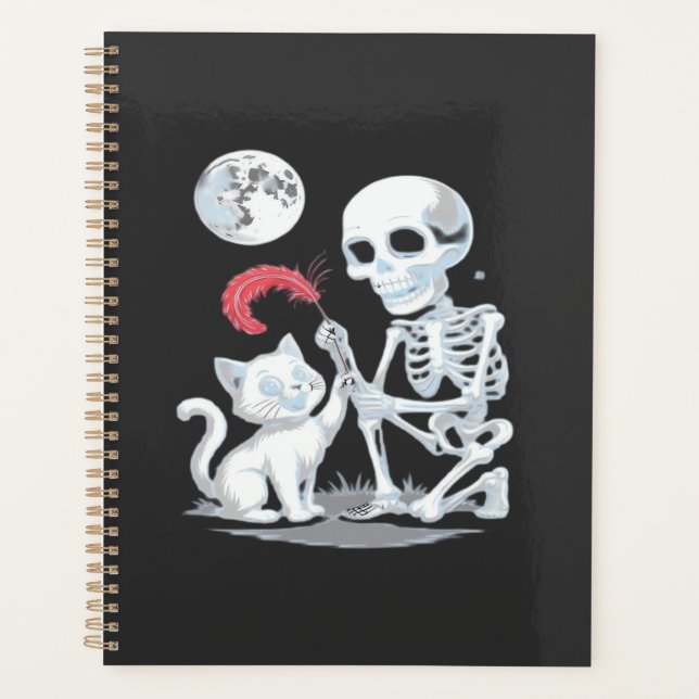 Skeleton Cat Halloween Funny Cute Spooky Essential Planner (Front)