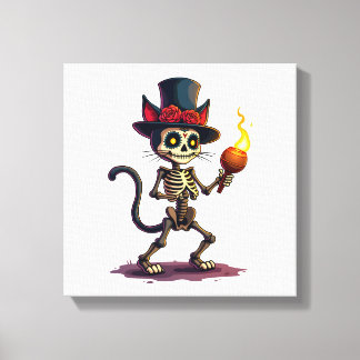 Skeleton Cat Jamboree Canvas Print