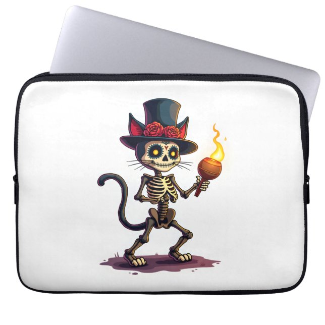 Skeleton Cat Jamboree Laptop Sleeve (Front)