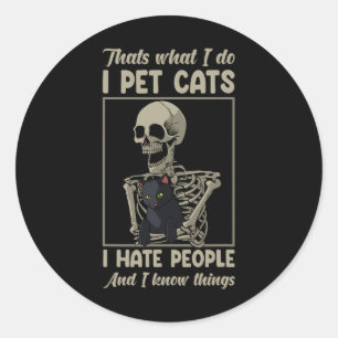 Skeleton Cat Kitten Lover Grumpy Skull Kitty Pet O Classic Round Sticker