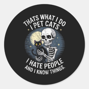 Skeleton Cat Kitten Lover Skull Kitty Pet Owner Classic Round Sticker