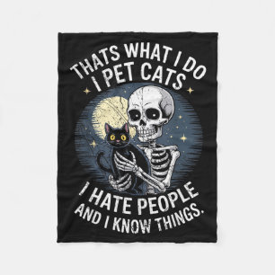 Skeleton Cat Kitten Lover Skull Kitty Pet Owner  Fleece Blanket