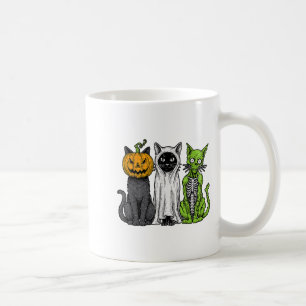 Skeleton Cat Pumpkin Ghost Halloween Kitty Meow Gi Coffee Mug