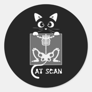 Skeleton Cat Scan Ct Scaning Funny X Ray Pun Meme  Classic Round Sticker