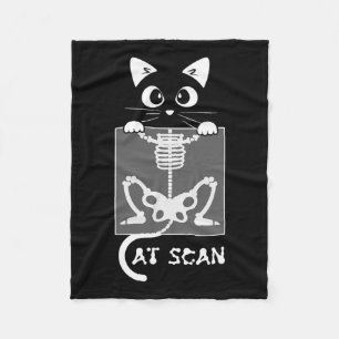 Skeleton Cat Scan Ct Scaning Funny X Ray Pun Meme Fleece Blanket
