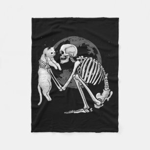 Skeleton Cat Skull Kitty Cute Ghost Halloween Men  Fleece Blanket