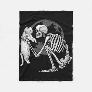 Skeleton Cat Skull Kitty Cute Ghost Halloween Men  Fleece Blanket