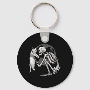 Skeleton Cat Skull Kitty Cute Ghost Halloween Men Keychain