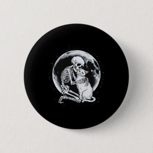 Skeleton Cat Skull Kitty Cute Goth Halloween Costu 2 Inch Round Button