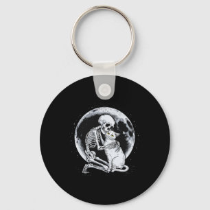 Skeleton Cat Skull Kitty Cute Goth Halloween Costu Keychain
