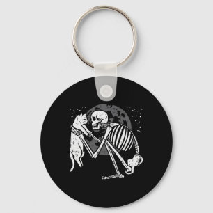 Skeleton Cat Skull Kitty Cute Goth Halloween Men W Keychain