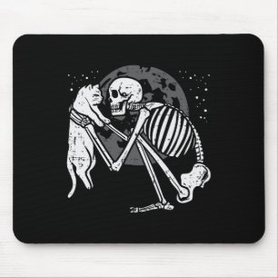 Skeleton Cat Skull Kitty Cute Goth Halloween Men W Mouse Pad