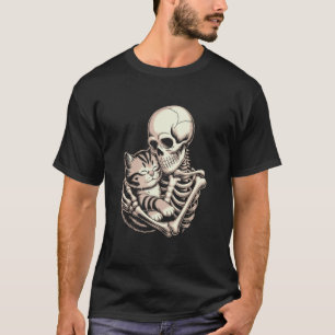 Skeleton Cat Skull Kitty Cute Goth Halloween Men W T-Shirt