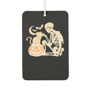Skeleton Cat Skull kitty Cute Halloween Design Cla Air Freshener