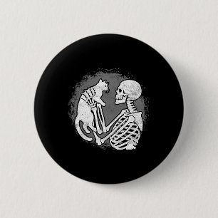Skeleton Cat Skull Kitty Cute Halloween Men Women 2 Inch Round Button