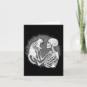 Skeleton Cat Skull Kitty Cute Halloween Men Women  Card
