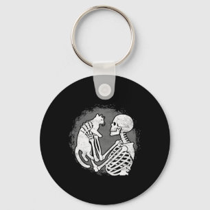 Skeleton Cat Skull Kitty Cute Halloween Men Women Keychain