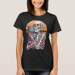 Skeleton Cat Skull Kitty Vintage Halloween Men Wom T-Shirt