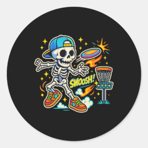 Skeleton Chain Slinger Disc Golf Halloween Costume Classic Round Sticker