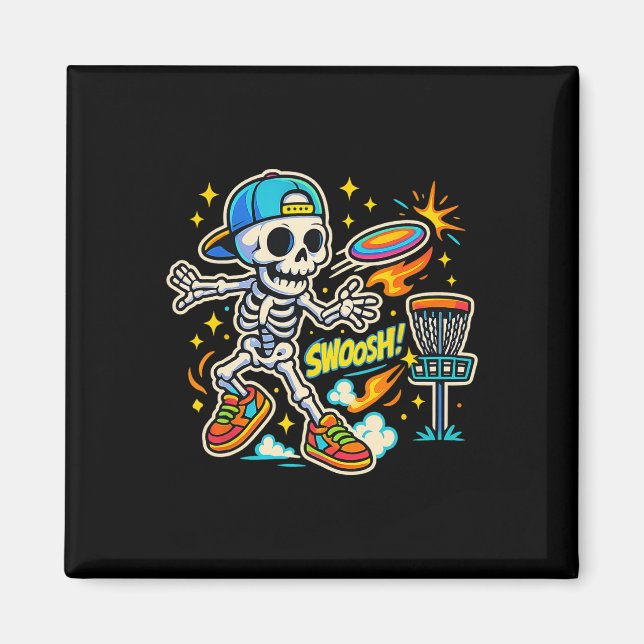 Skeleton Chain Slinger Disc Golf Halloween Costume Magnet (Front)