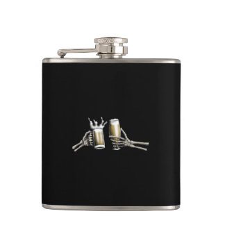 Skeleton Cheers on a  Hip Flask