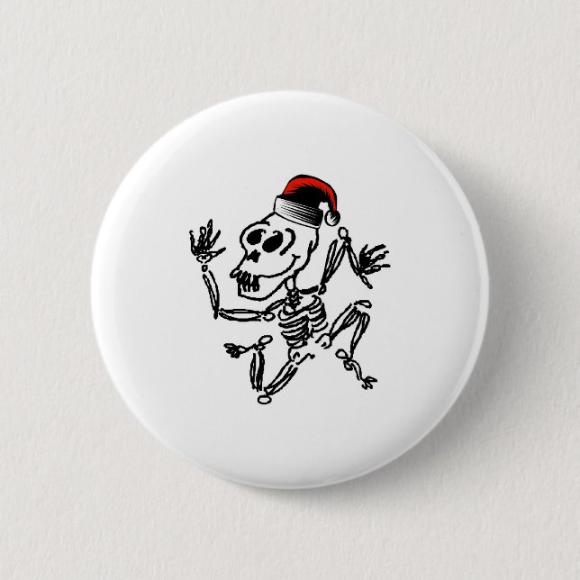Skeleton Christmas 2 Inch Round Button (Front)