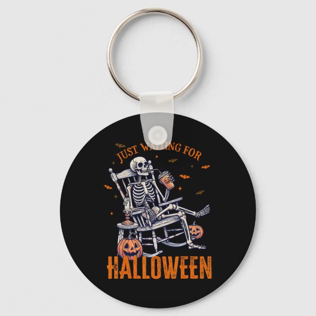 Skeleton Christmas Design Just Waiting For Hallowe Keychain (Front)