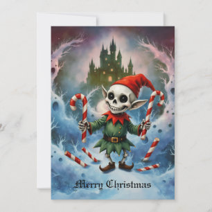 Skeleton Christmas Elf – Creepy Cute Dark Holiday  Card