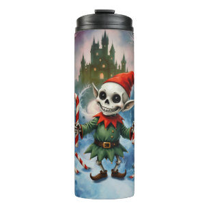 Skeleton Christmas Elf – Creepy Cute Dark Holiday Thermal Tumbler