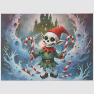 Skeleton Christmas Elf – Creepy Cute Dark Holiday Tissue Paper