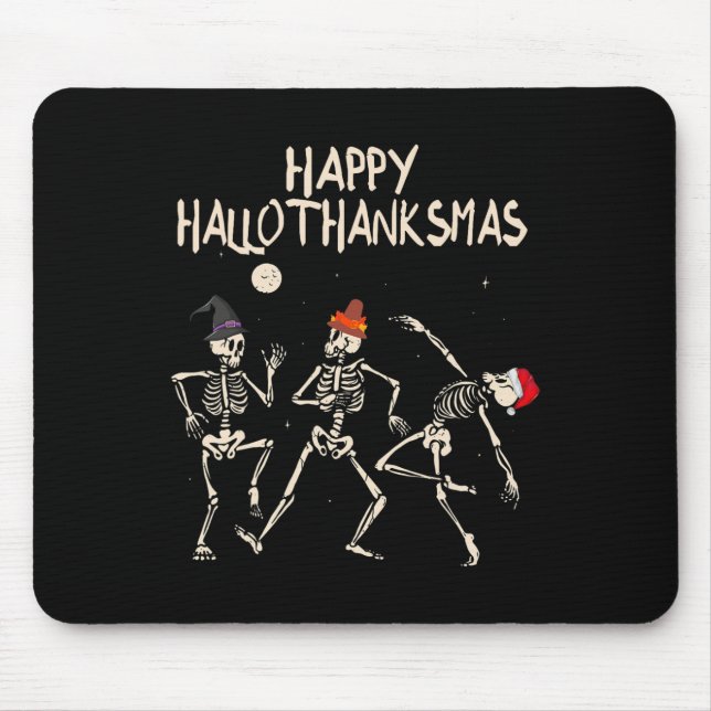 Skeleton Christmas Halloween Thanksgiving Fun  Mouse Pad (Front)